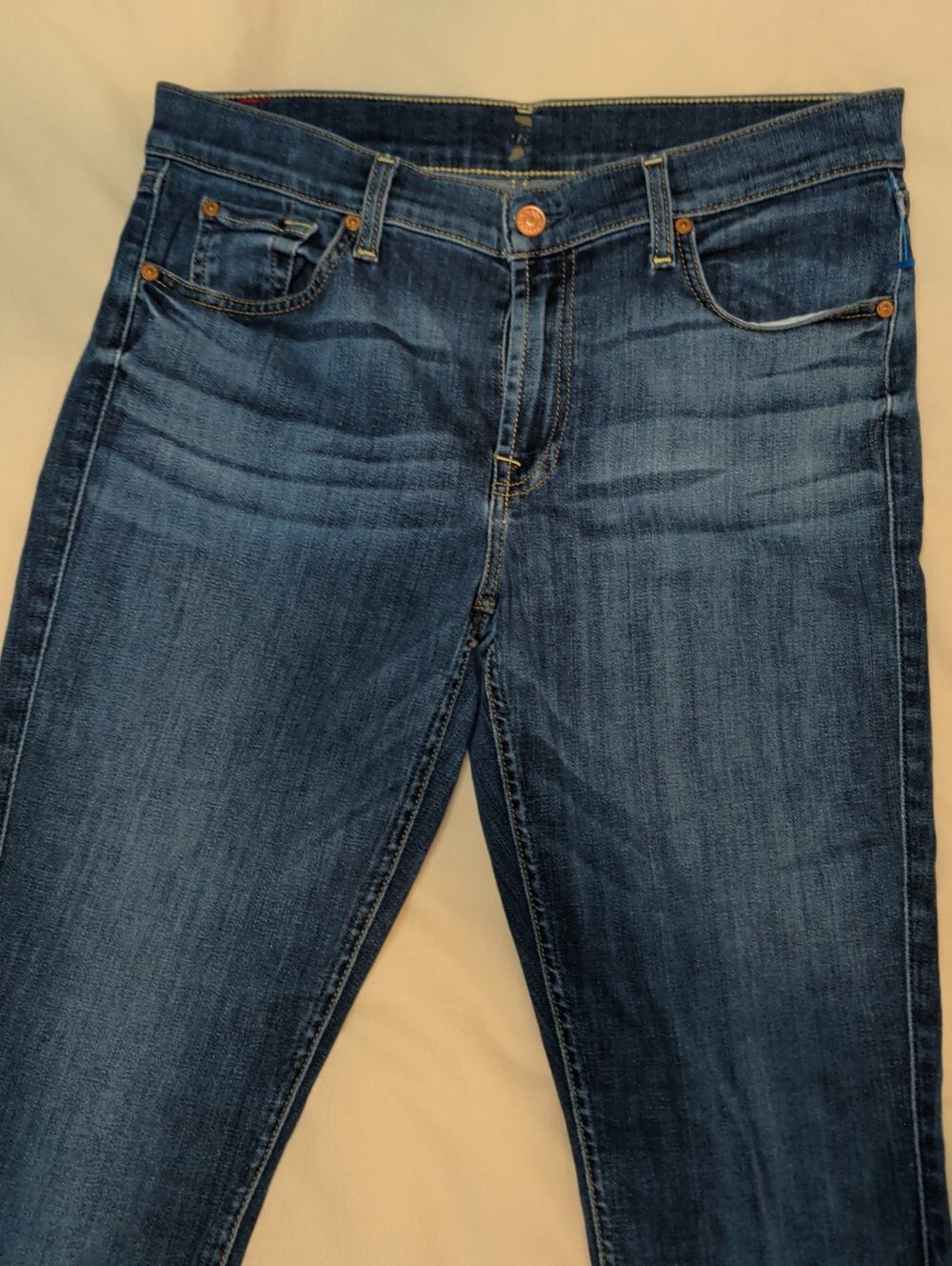 7 For All Mankind b(air) Blue Denim Jeans Women's Size 31 Stretch Ankle Stitched
